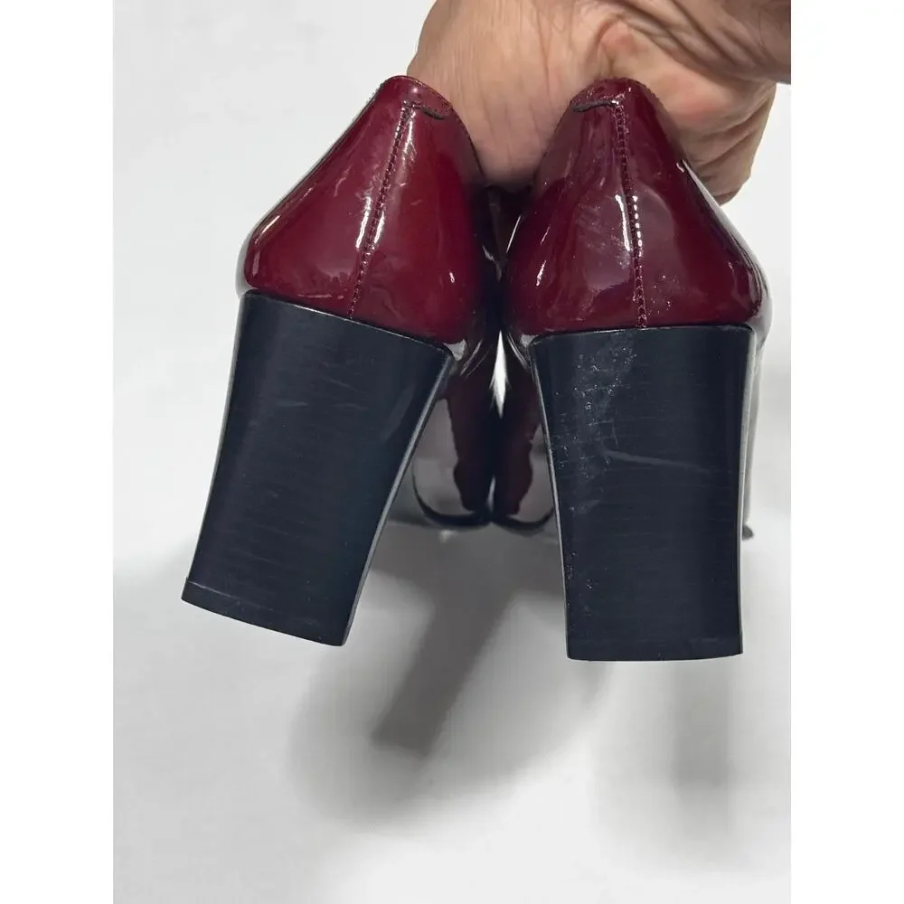 Coach Maroon Red Square Toe Pumps Size 7B Made in Italy